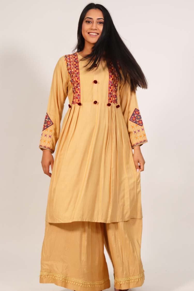 Skin Kurta with Multi Thread Work - 1 PC - ELRR076