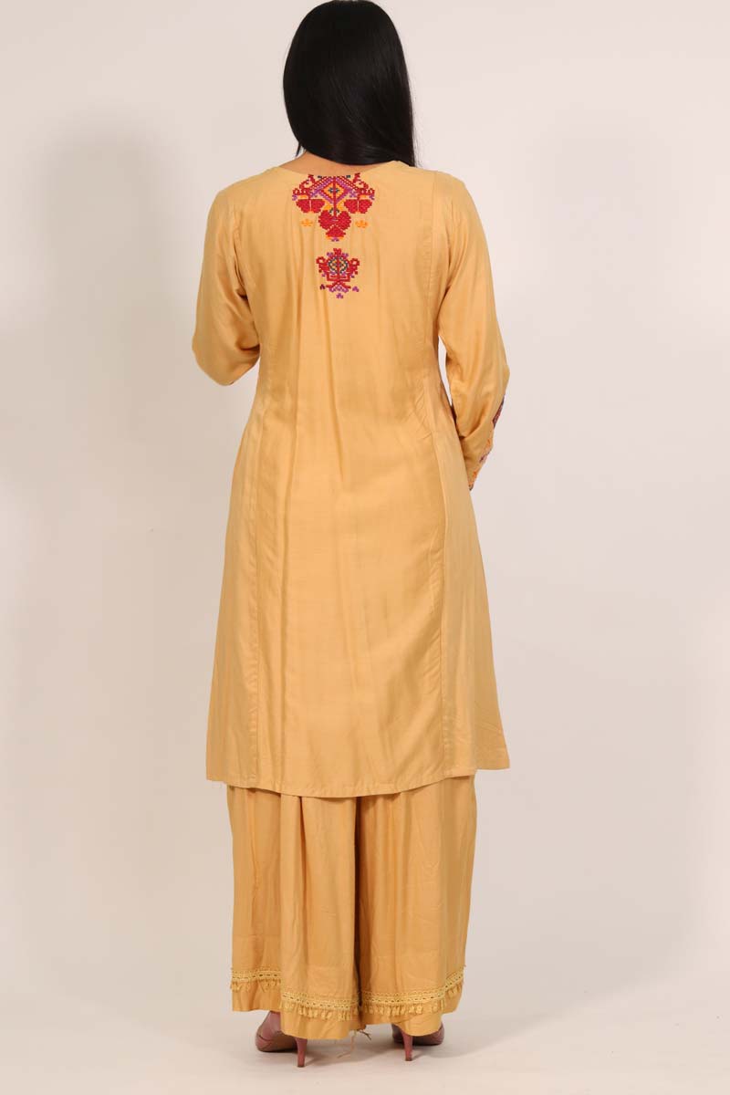 Skin Kurta with Multi Thread Work - 1 PC - ELRR076