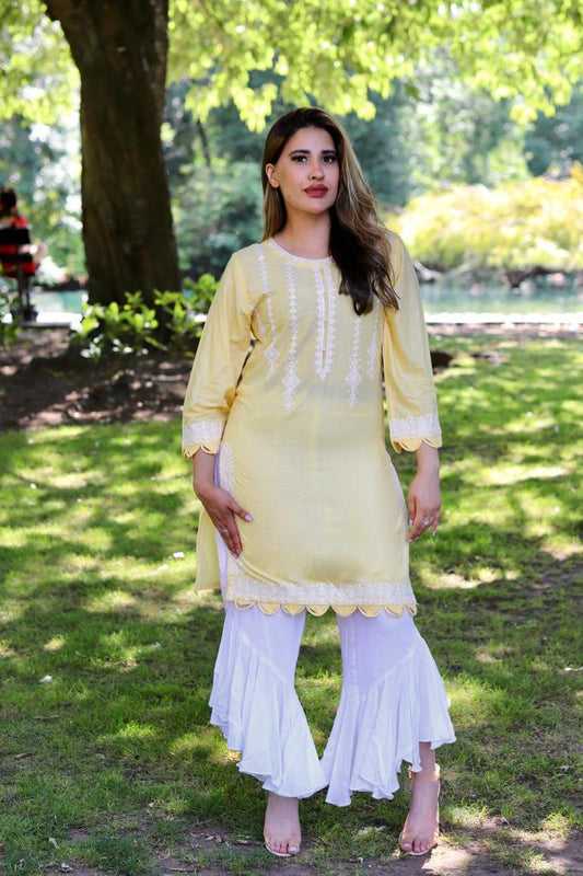 Light Yellow Kurta - 1 PC - ELRR088