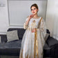White and Golden Long Maxi Dress - ELRR030