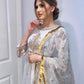 White and Golden Long Maxi Dress - ELRR030