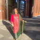 Hot Pink Formal Wear with Banarsi Green Trouser - 3 Pc - ELRR053