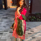 Hot Pink Formal Wear with Banarsi Green Trouser - 3 Pc - ELRR053