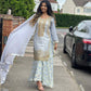 Light Blue Sharara Formal Wear Suit - 3 PC - ELRR061