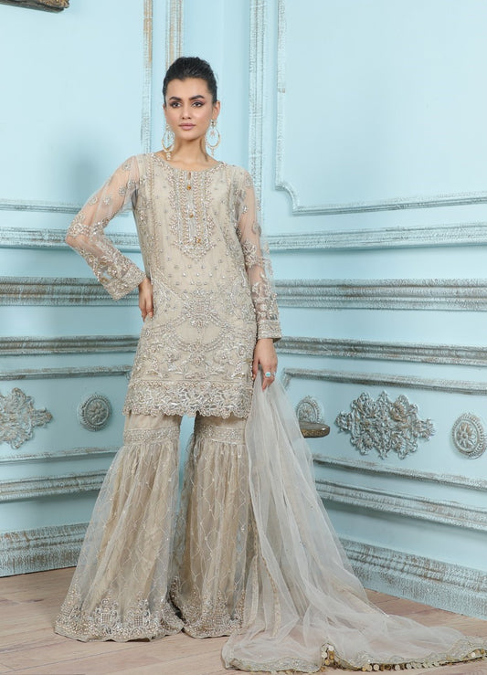 ShaPosh Beige Gharara Outfit - ELSP006