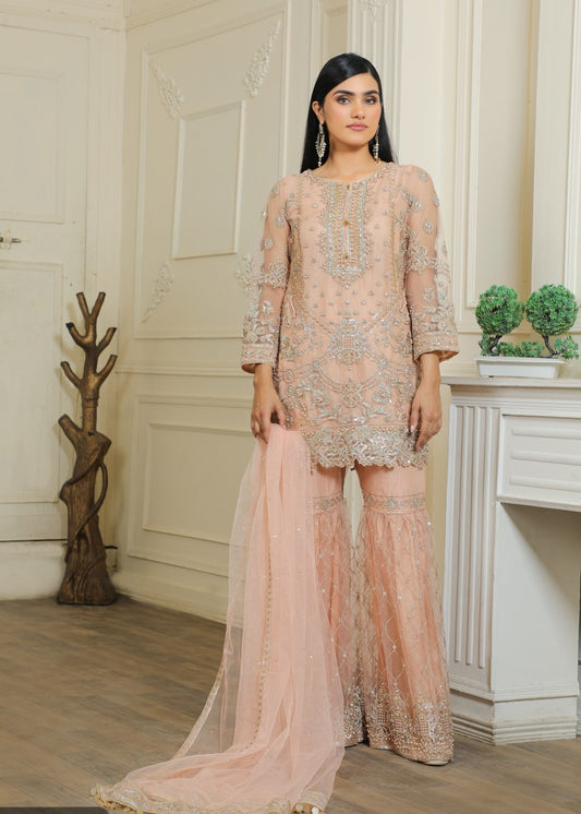 ShaPosh Peach Gharara Outfit -ELSP003