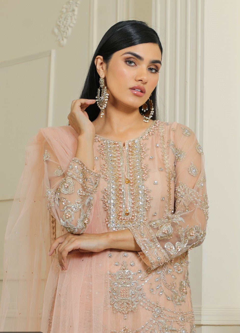 ShaPosh Peach Gharara Outfit -ELSP003