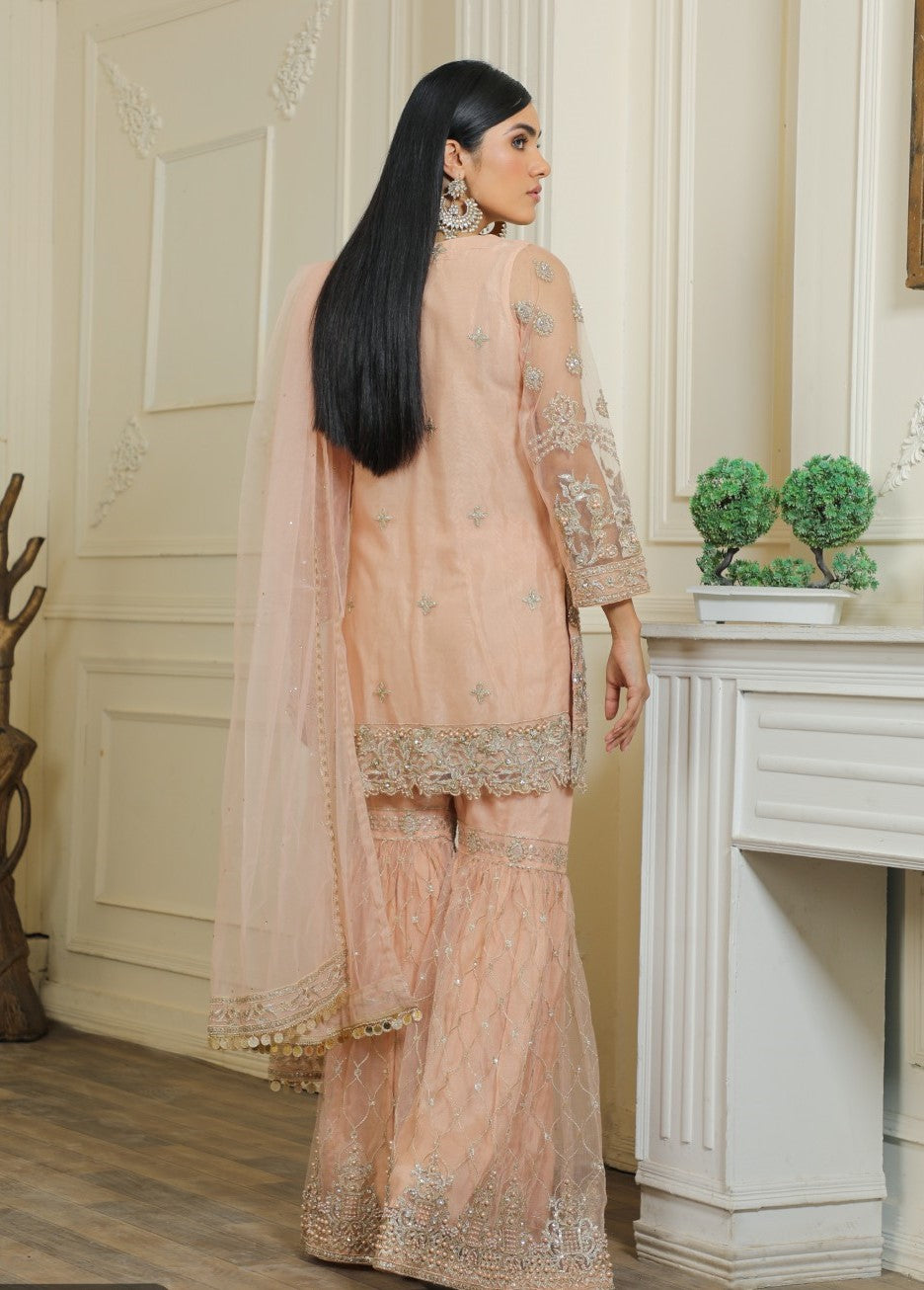 ShaPosh Peach Gharara Outfit -ELSP003