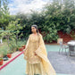 Golden Beige Aline Frock with Sharara - ELRR038