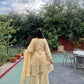 Golden Beige Aline Frock with Sharara - ELRR038