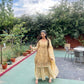 Golden Beige Aline Frock with Sharara - ELRR038