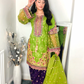 Lime Green Shirt with Purple Afghani Trouser - 3 PC - ELRR050
