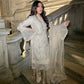 Mariam's Original Cream 3 pc Formal Wear with Highly Embellished Bead Work and Thread Work