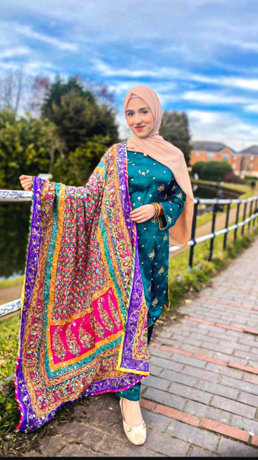 Multi Colour Mehndi Shawl (only)