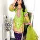 Lime Green Shirt with Purple Afghani Trouser - 3 PC - ELRR050