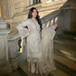 Mariam's Original Cream 3 pc Formal Wear with Highly Embellished Bead Work and Thread Work