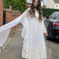 White Maxi Dress With full thread and Sequence work Front and Back - 3 PC - ELRR084
