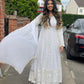 White Maxi Dress With full thread and Sequence work Front and Back - 3 PC - ELRR084