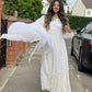White Maxi Dress With full thread and Sequence work Front and Back - 3 PC - ELRR084