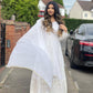 White Maxi Dress With full thread and Sequence work Front and Back - 3 PC - ELRR084