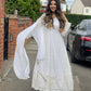 White Maxi Dress With full thread and Sequence work Front and Back - 3 PC - ELRR084