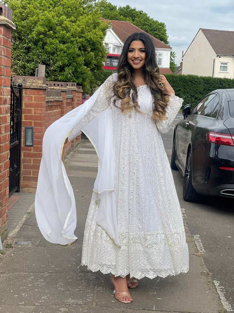 White Maxi Dress With full thread and Sequence work Front and Back - 3 EimalsLondon White Maxi Dress With full thread and Sequence work Front and Back - 3 EimalsLondon