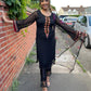 Khuda Baksh Black Chiffon 3 Piece Outfit - ELKB002